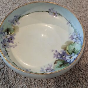 Floral Ceramic Bowl with Gold Trim